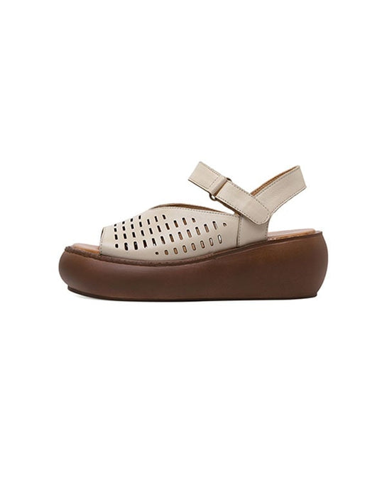 Vintage Wedge Summer Leather Sandals — Obiono