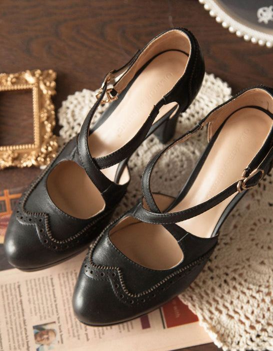 Vintage High-Heeled Cross-straps Mary Jane Shoes