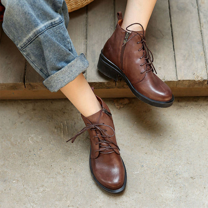Leather British Comfortable Women Boots| Gift Shoes