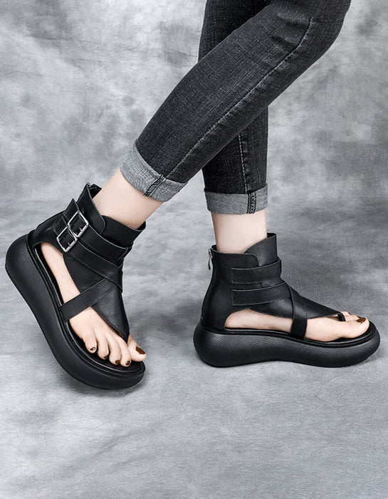 Wedge Flip Flop Summer Sandals Black