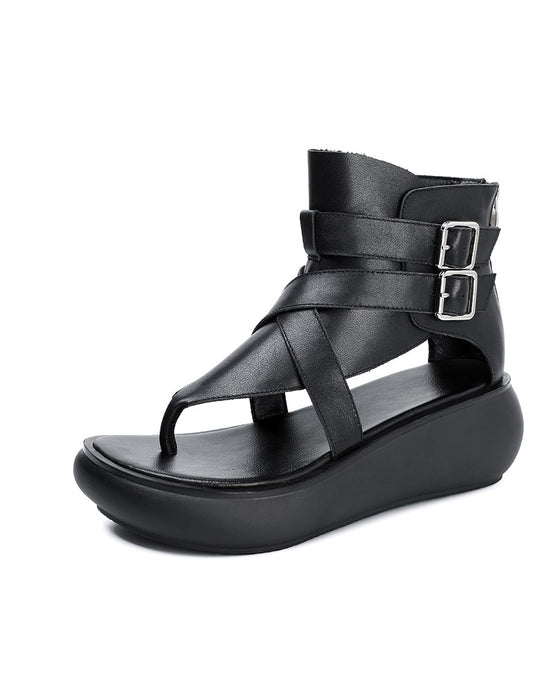 Wedge Flip Flop Summer Sandals Black