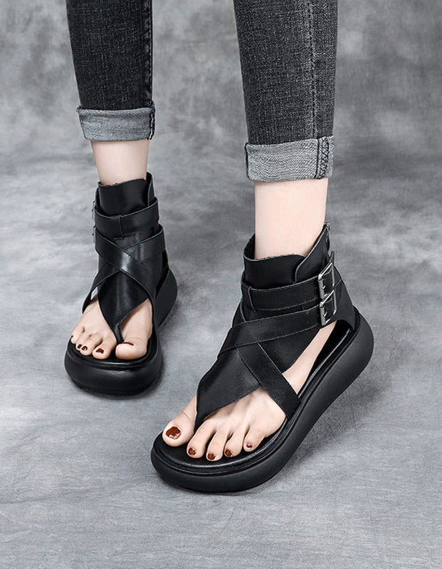 Wedge Flip Flop Summer Sandals Black — Obiono