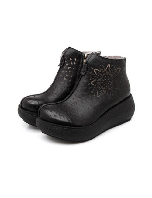 Handmade Carved Hollow Retro Wedge Boots Handmade Carved Hollow Retro Wedge Boots
