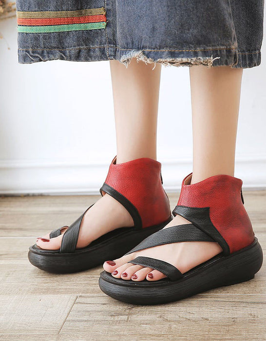 Handmade Color-Matching Wedge Strap Sandals December New 2019 85.00