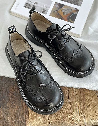 Wide Toe Box Brogue Style Oxford Shoes 39 / Black Wide Toe Box Brogue Style Oxford Shoes 39 / Black