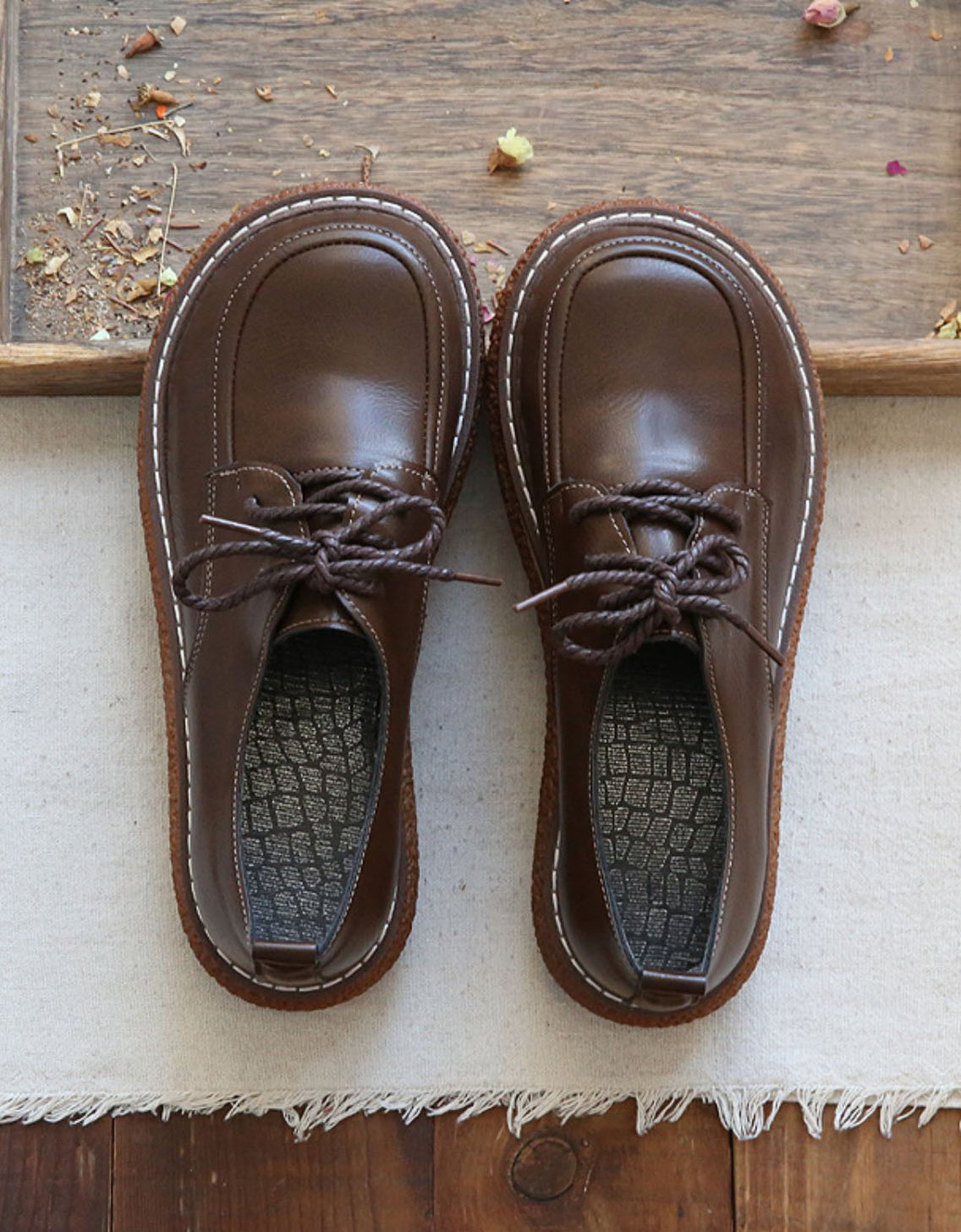 Wide Toe Box Lace-up Platform Loafers Shoes — Obiono