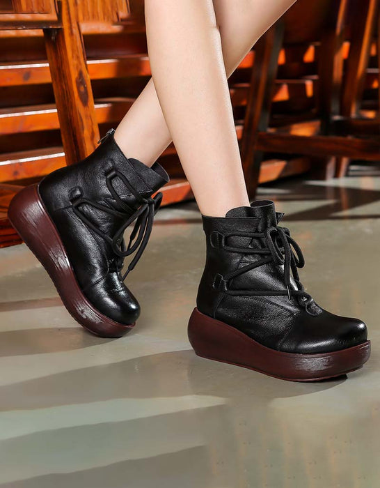 Winter Autumn Front Lace-up Retro Wedge Boots Nov Shoes Collection 2022 88.00