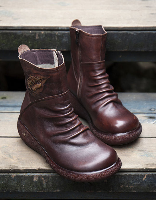 Winter Hand-Colored Leather Retro Boots