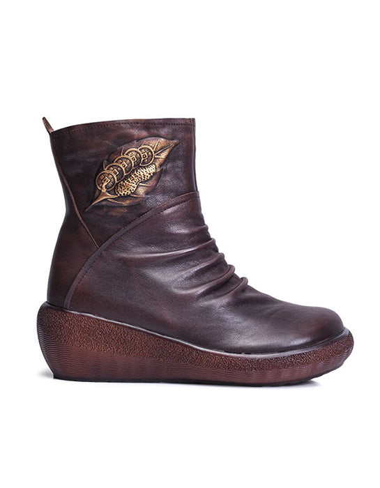 Winter Hand-Colored Leather Retro Boots