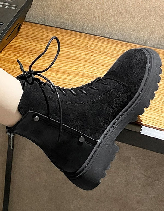 Winter Lace-up Women's Suede Ankle Boots 39 / Black