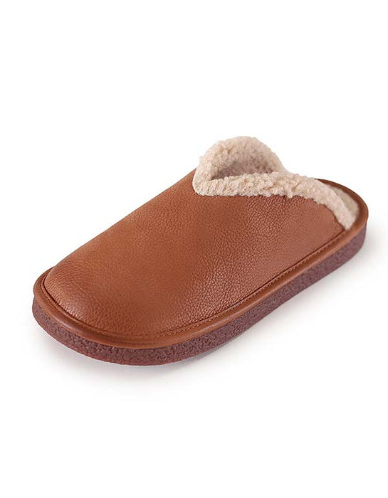 Winter Mules Plush Retro Leather Slippers Dec Shoes Collection 2021 68.80