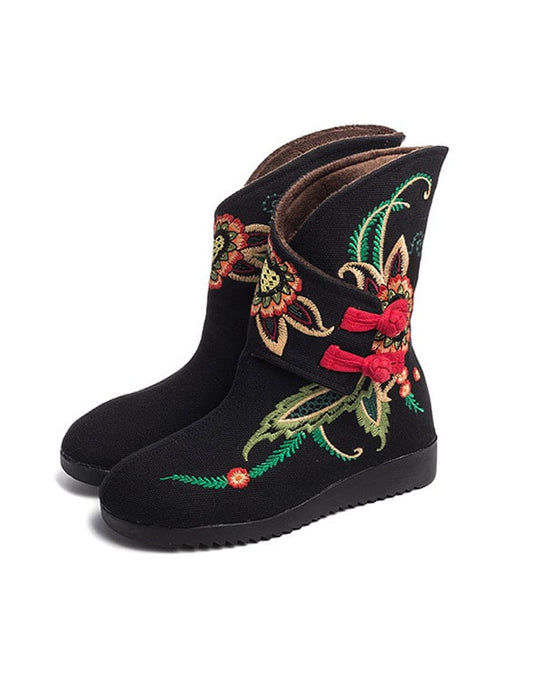 Winter Plush Women's Embroidery Boots Ethnic Style