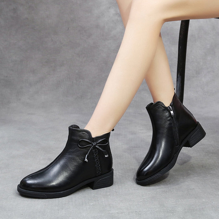 Winter Fashion Layer Thick Leather Women's Short Boots | Gift Shoes
