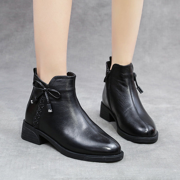 Winter Fashion Layer Thick Leather Women's Short Boots | Gift Shoes Obiono Winter Fashion Layer Thick Leather Women's Short Boots | Gift Shoes Obiono