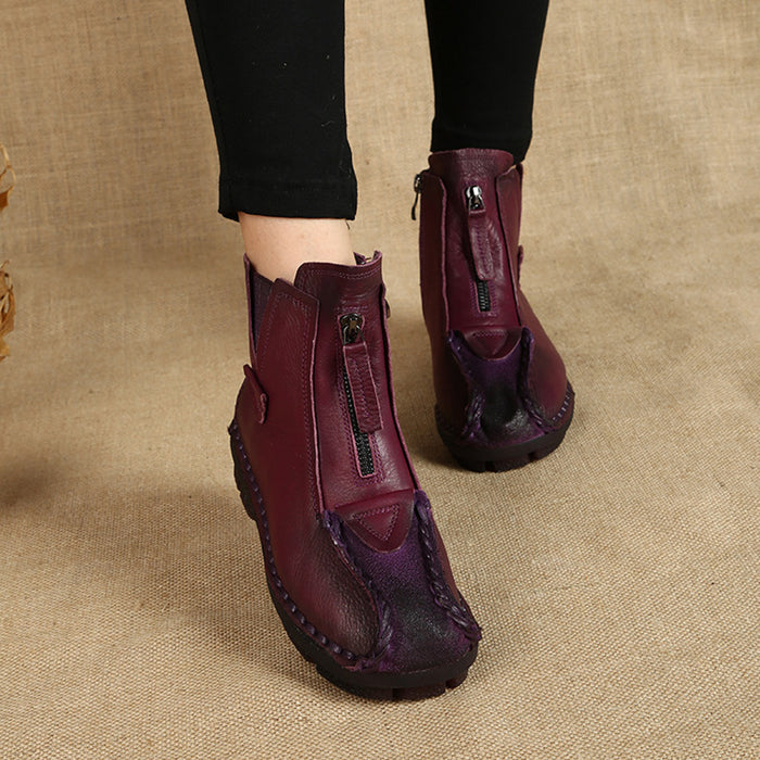 Winter Leather Handmade Retro Short Boots | Gift Shoes