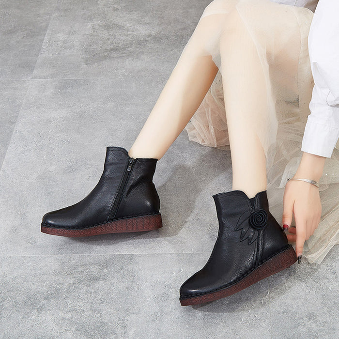 Winter Leather Handmade Retro Short Boots | Gift Shoes