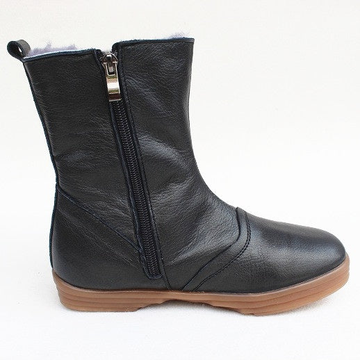 Winter Mid-Length Leather Velvet Boots | Gift Shoes | 35-41
