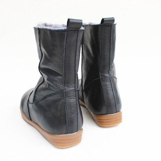 Winter Mid-Length Leather Velvet Boots | Gift Shoes | 35-41
