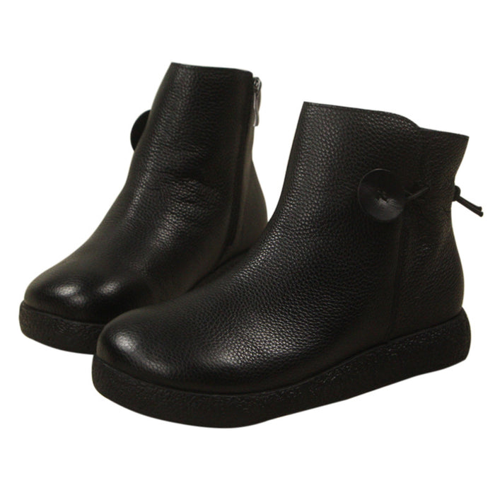 Winter Retro Leather Comfortable Velvet Boots
