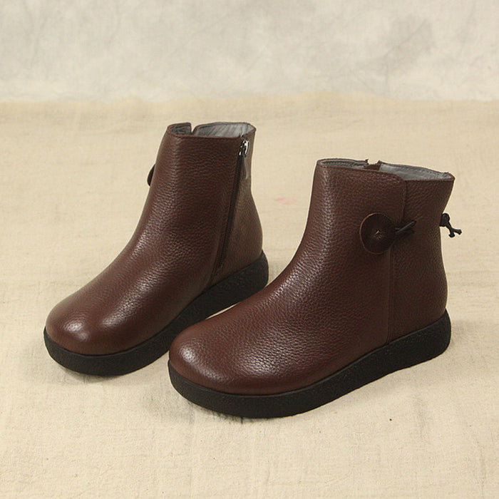 Winter Retro Leather Comfortable Velvet Boots
