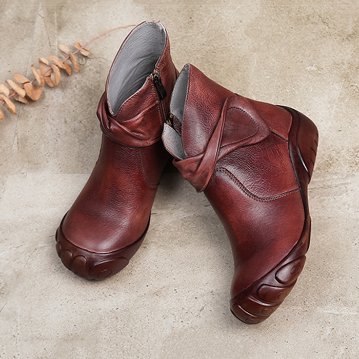 Winter Retro Handmade Leather Short Boots | Gift Shoes