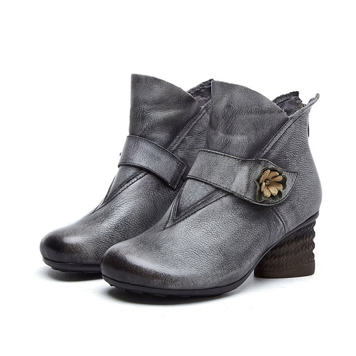 Winter Retro Leather Chunky Ankle Boots | Gift Shoes December New 2019 94.12