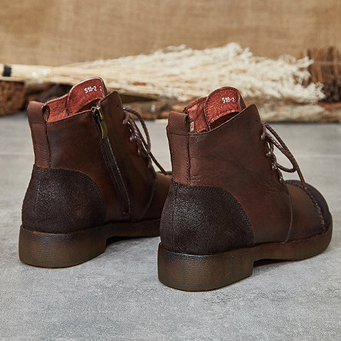 Winter Retro Leather Handmade Short Boots