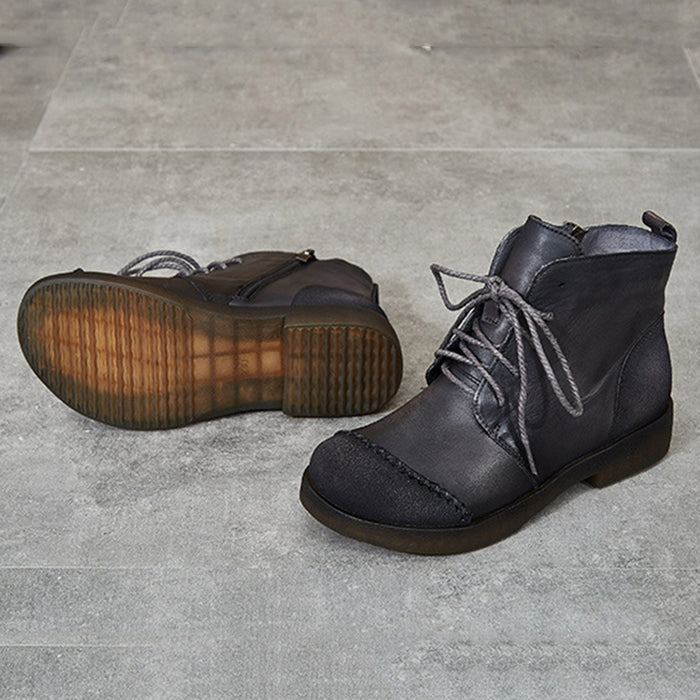 Winter Retro Leather Handmade Short Boots