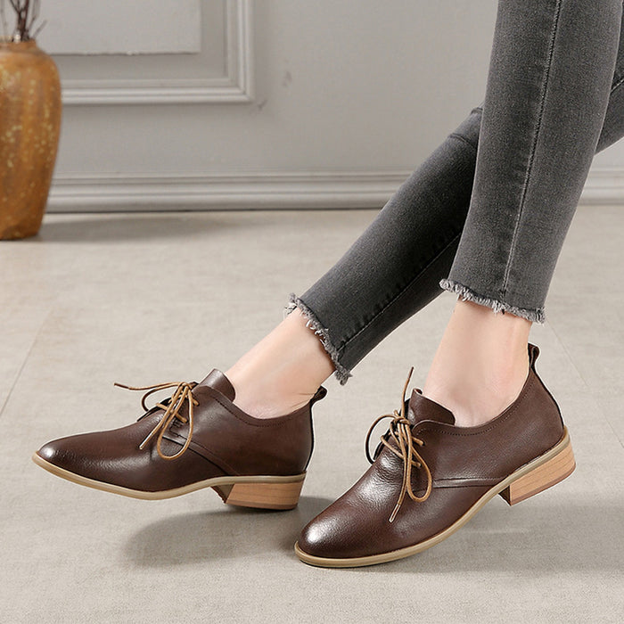 Winter Retro Leather Flat Shoes | Gift Shoes