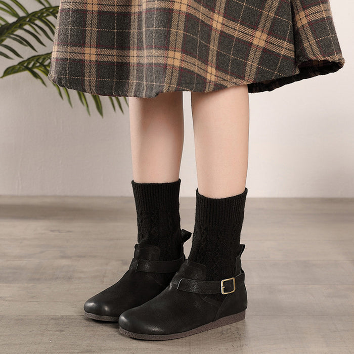 Winter Retro Leather Short Boots | Gift Shoes