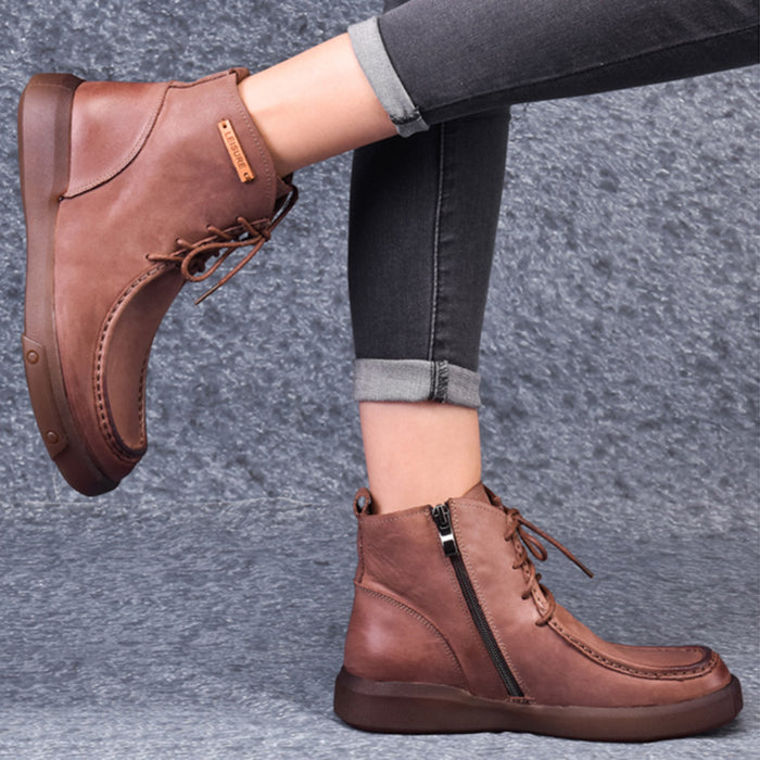 Winter Retro Leather Short Boots | Gift Shoes