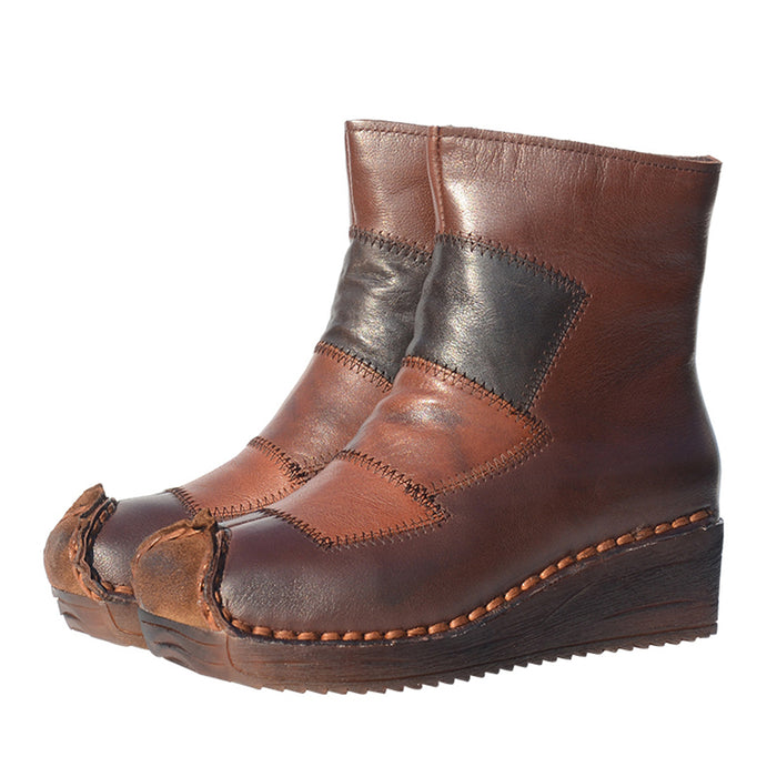 Winter Retro Leather Velvet Boots | Gift Shoes