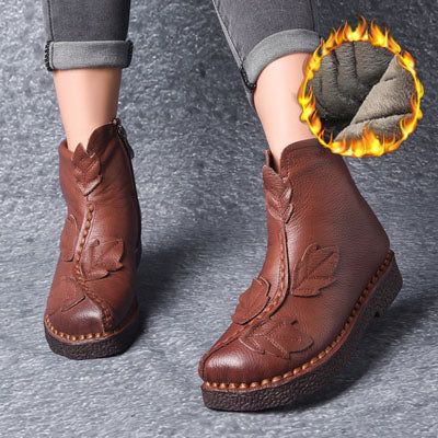 Winter Retro Leather Velvet Boots Gift Shoes — Obiono