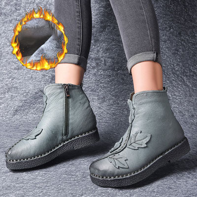 Winter Retro Leather Velvet Boots | Gift Shoes