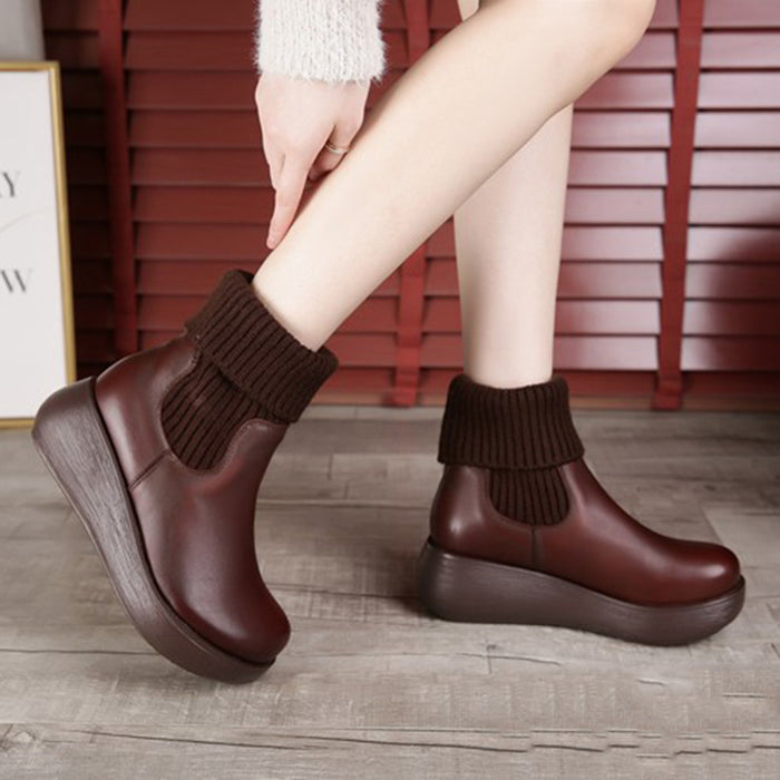 Winter Retro Leather Women's Short Boots | Gift Shoes