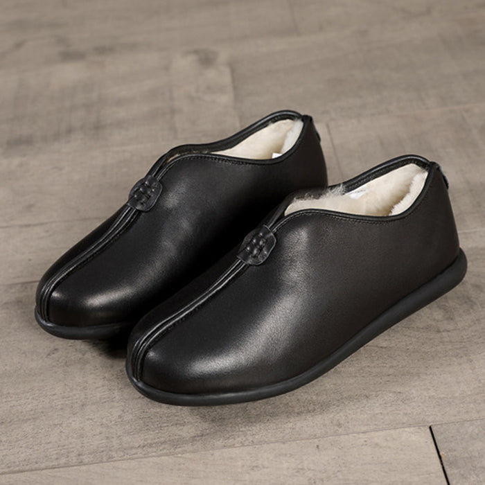 flat dress shoes for winter Round Toe Winter Suede Flat Shoes with Fur Obiono