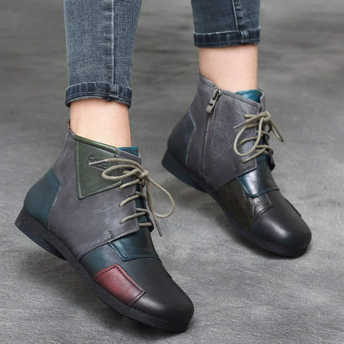 Winter Ethnic Style Retro Leather Stitching Boots 35-42 | Updated