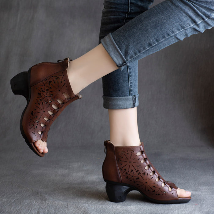 Handmade Retro Leather Summer Chunky Heels April Trend 2020 97.00