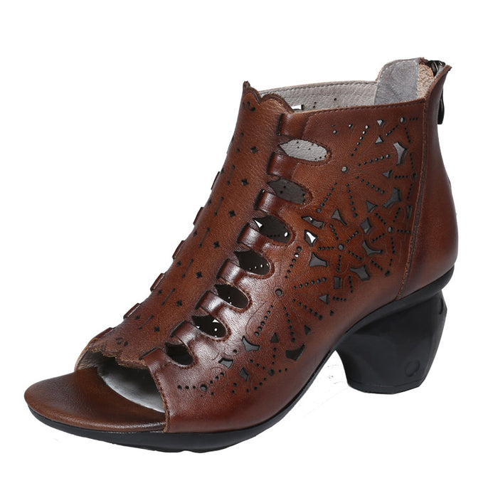 Handmade Retro Leather Summer Chunky Heels April Trend 2020 97.00