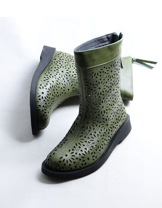Women Leather Hand-Made Hollow Summer Boots
