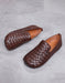 Women Leather Handmade Woven Retro Flat Loafers Oct New Trends 2020 78.88