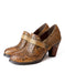 Women Retro Ethnic Shoes Handmade Chunky Heels June New 2020 78.80