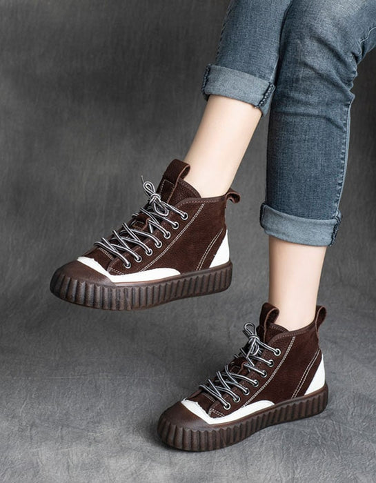 Women's Casual Ankle Leather Sneakers