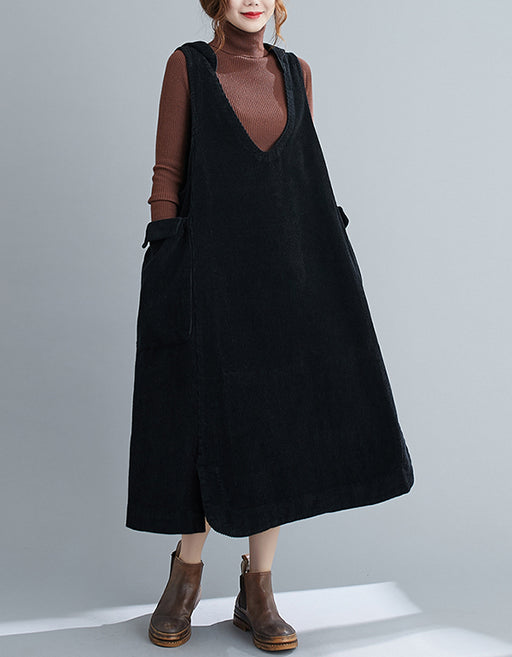 Women's Corduroy Loose Plus-size Hooded Dress — Obiono