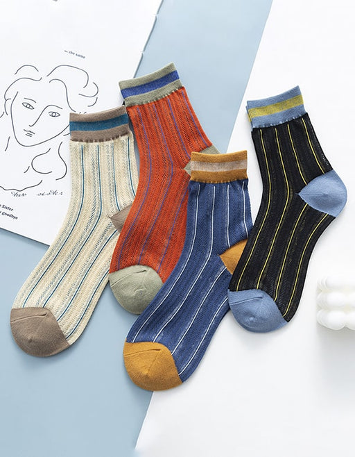 3 Pairs Women's Striped Cotton Socks Accessories 28.00
