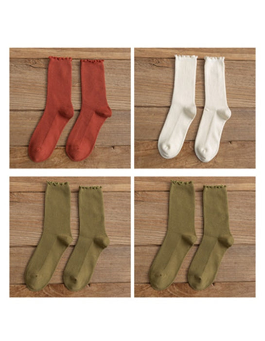 4 Pairs Sold Color Women's Tube Cotton Socks Accessories 28.50