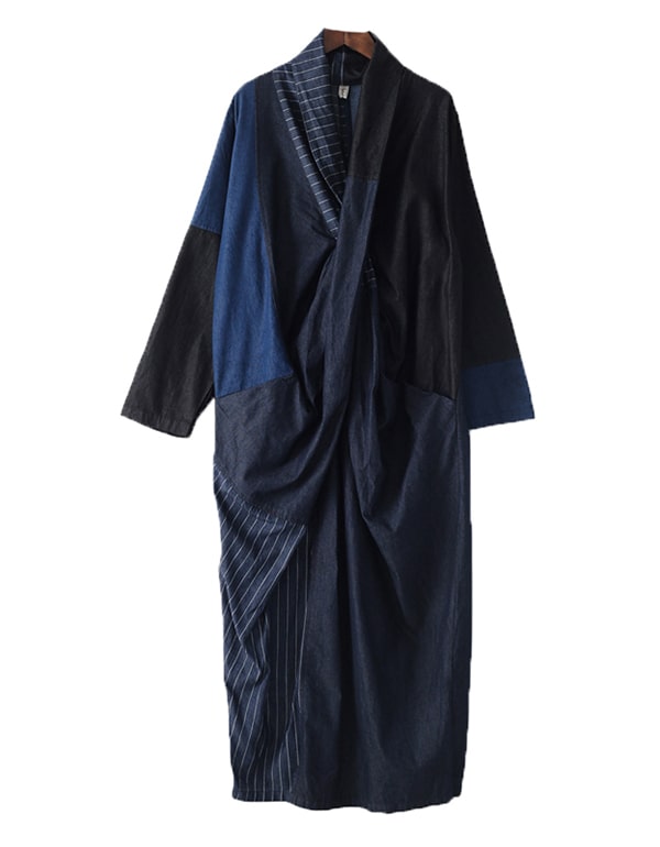 Women's Cross-chest Denim Loose Dress Robe — Obiono