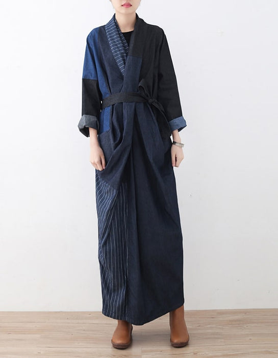 Loose Outer Robe Women's Cross-chest Denim Loose Dress Robe — Obiono