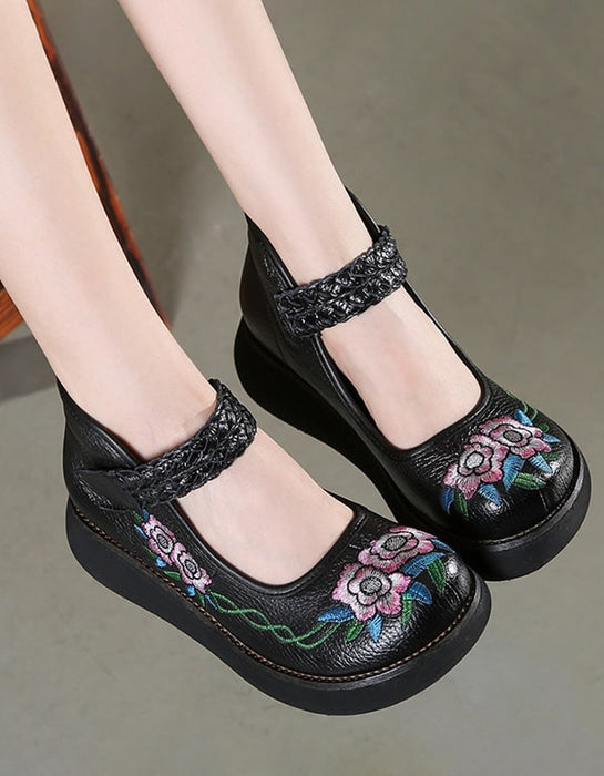 Women's Hand-embroidery Retro Wedge Sandals