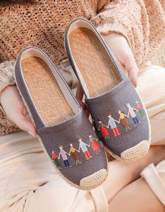 Women's Handmade Embroidery Linen Shoes